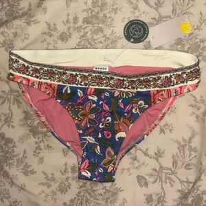 Boden Pink and Cream Floral Bikini Bottom